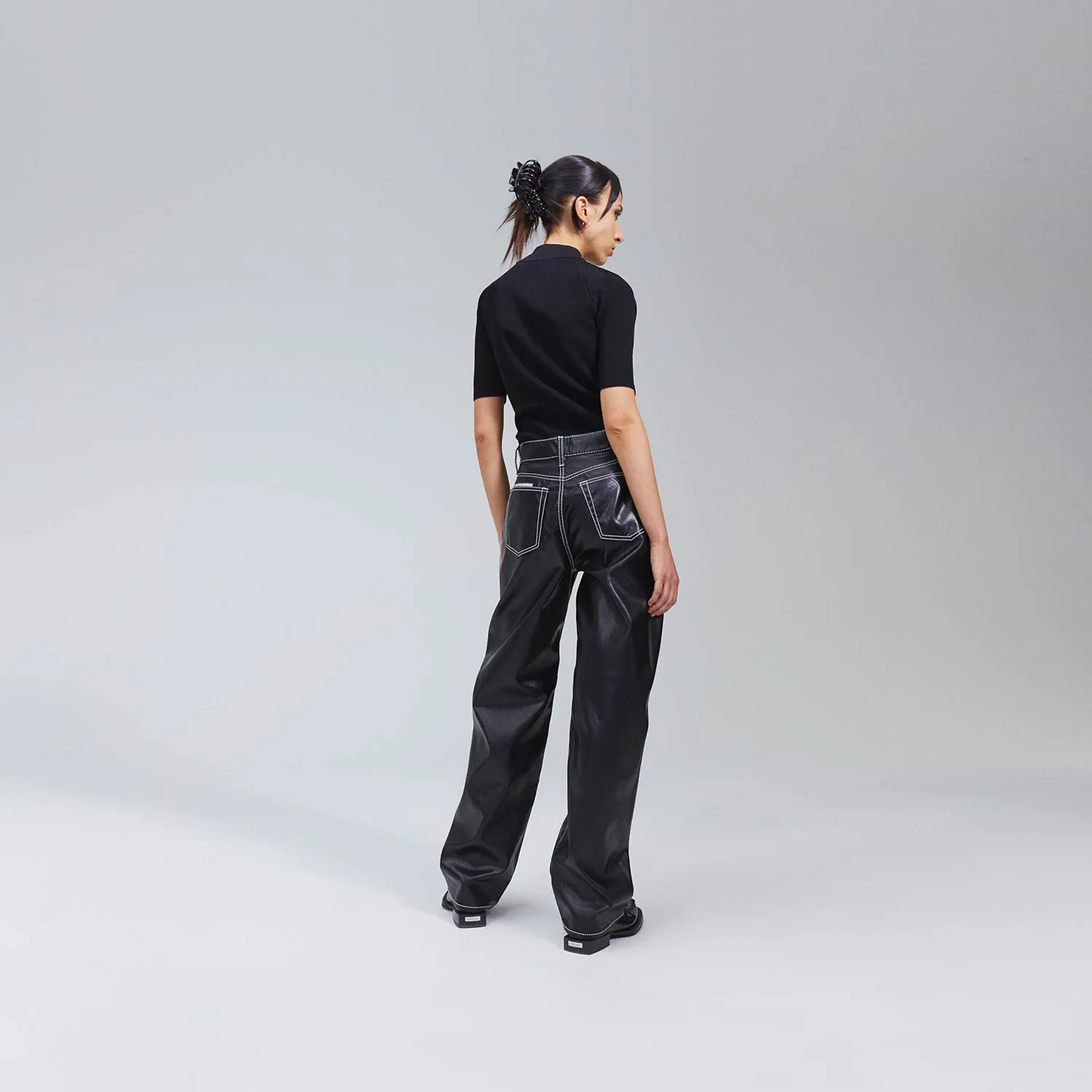 EYTYS Benz Vegan Leather Black Jeans